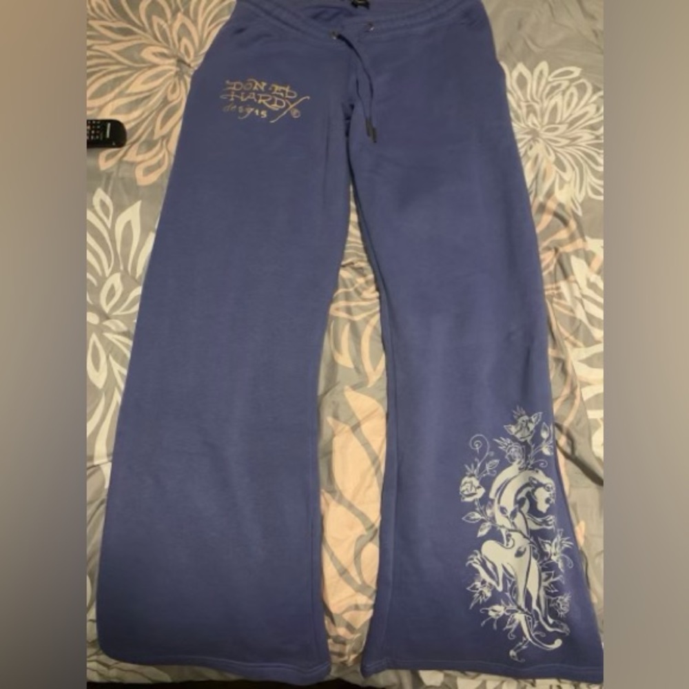 Ed hardy free bird pant with Lotus love zip up front hoodie
